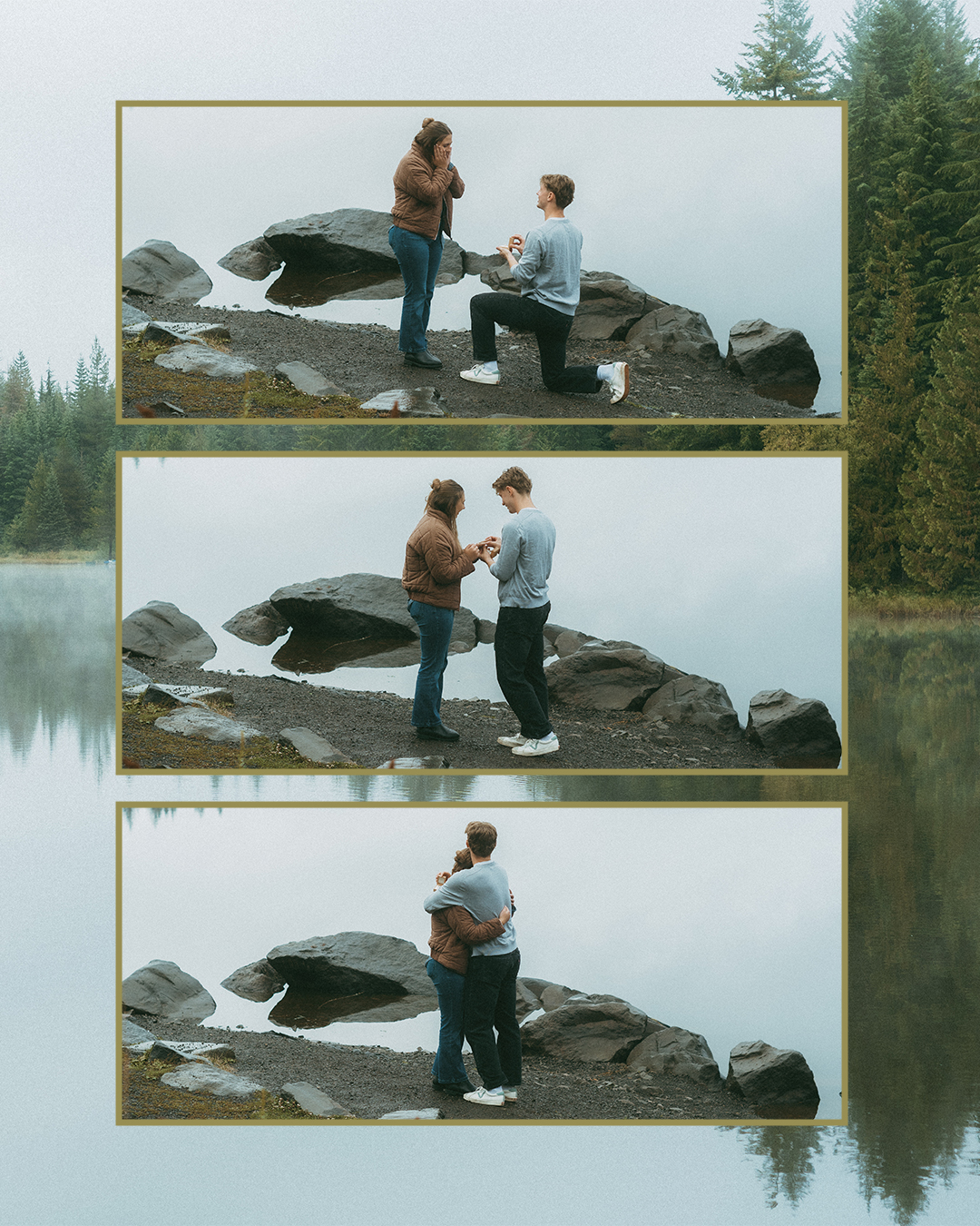 A Surprise Proposal at Trillium Lake: A Foggy Engagement Session on Mount Hood, Oregon — photograph 2 of 10